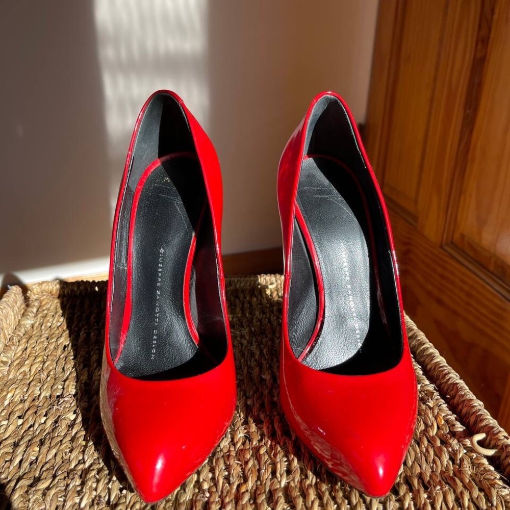 👠 Giuseppe Zanotti Red Patent Metal High Heels Stilettos Party Shoes - Picture 8 of 11